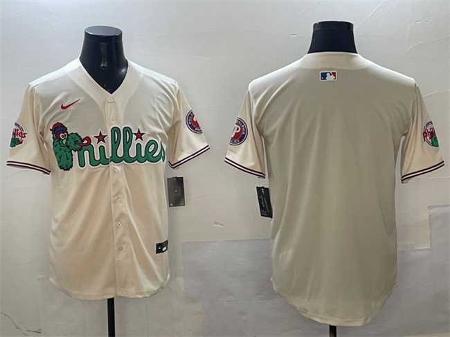 Mens Philadelphia Phillies Blank Cream Phanatic Limited Stitched Jersey